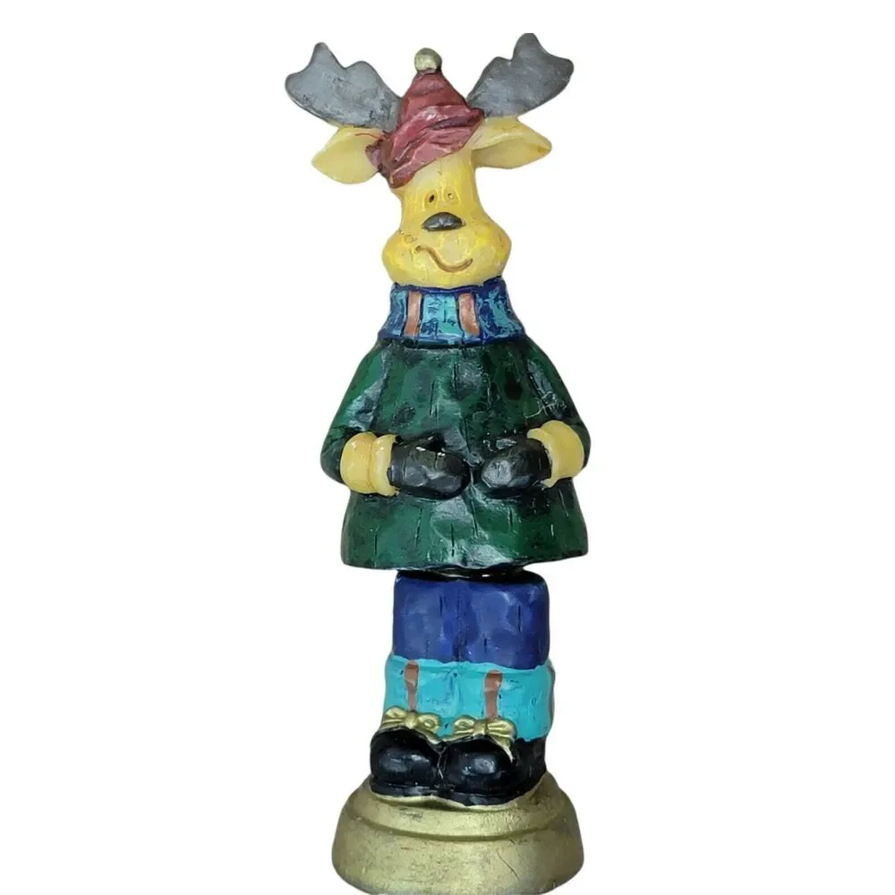 VTG 2000s Christmas Wine Bottle Stoppers Set 2 Pc Santa Reindeer Bobblehead Gift